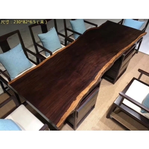 High end Ebony wood slab living room dining table