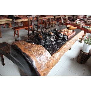 Handcrafted Solid Ebony Wood Slab Live Edge Table for Dining Conference Office Modern Interior Design