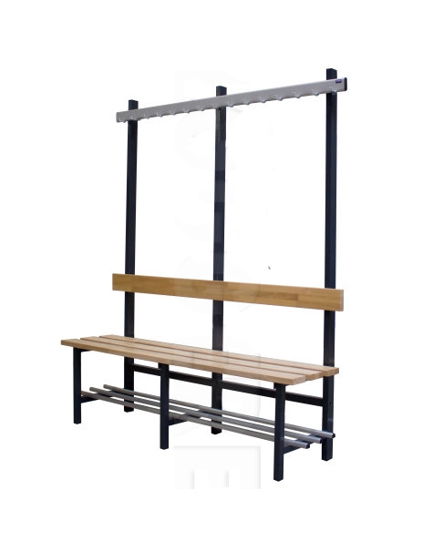 Locker room solid wood bench with pedestals