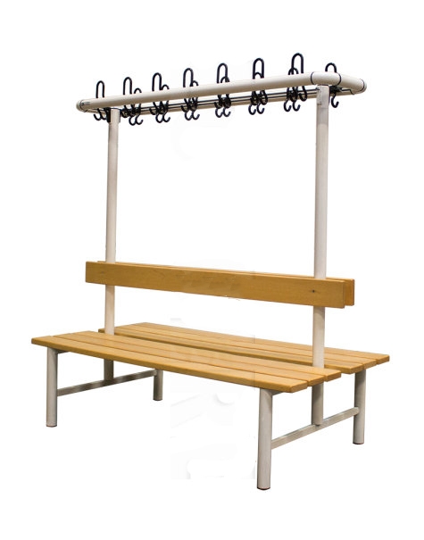 Locker room solid wood bench with pedestals