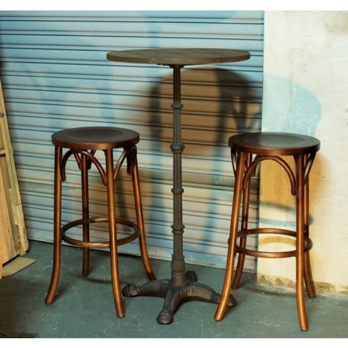 Walnut X Cross Back High Chair Bar Stool