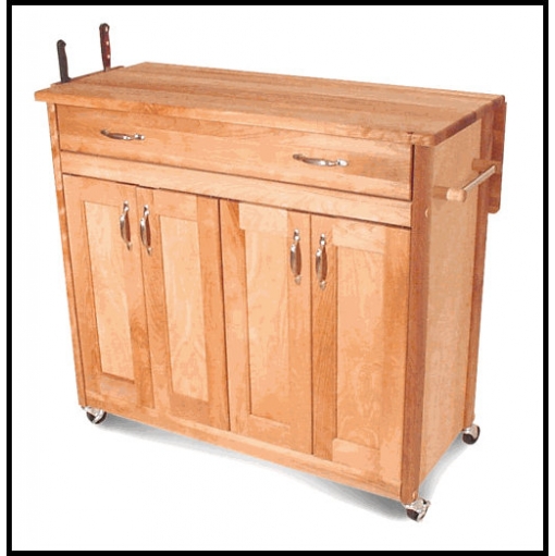 Solid wood birch kitchen island table top cabinet