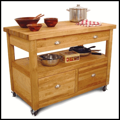 Solid wood birch kitchen island table top cabinet