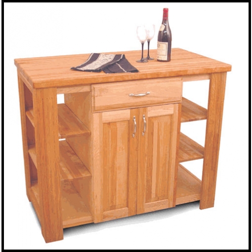 Solid wood birch kitchen island table top cabinet