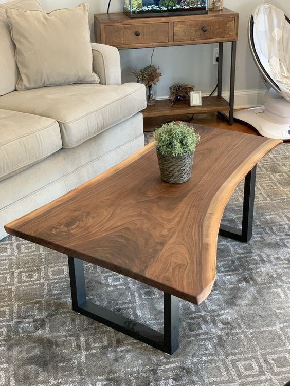 Solid Wood USA Walnut Slab Live Edge Living Room Table