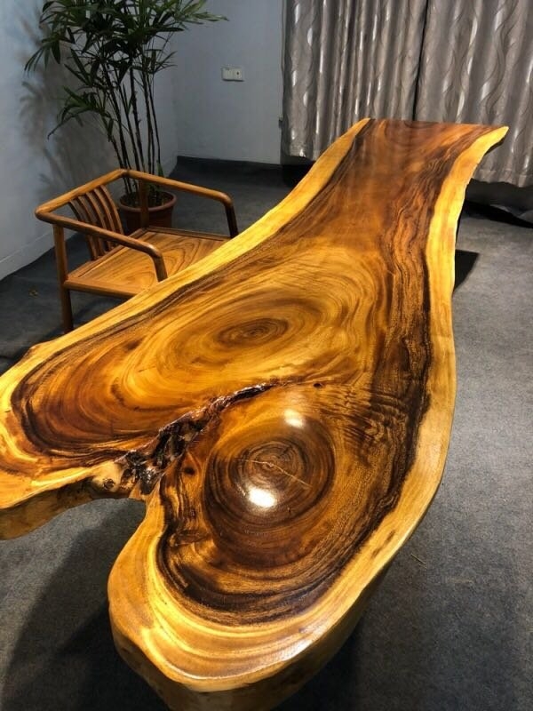 Suar wood Ecuador walnut slab coffee table