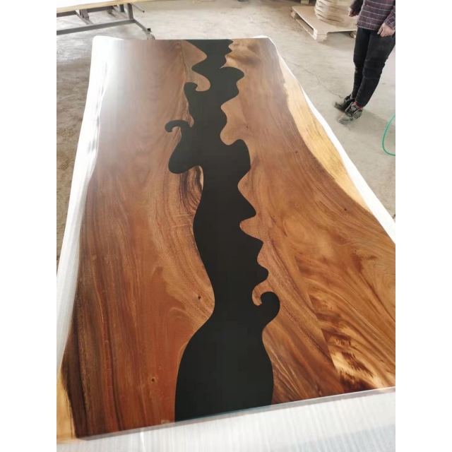 Modern Furniture Walnut Wood Slab Epoxy Resin Bar Table