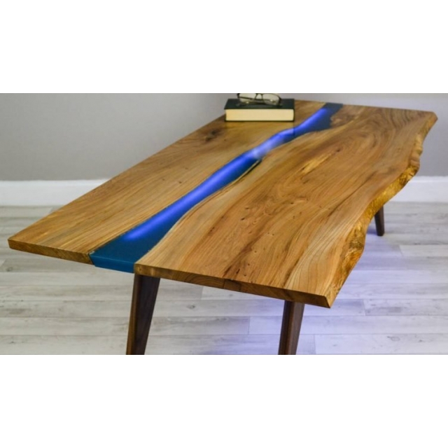 Modern Furniture Walnut Wood Slab Epoxy Resin Bar Table