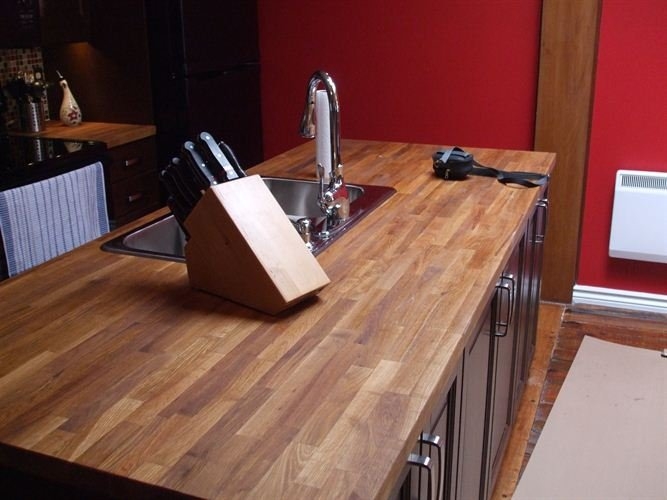 Solid wood oak fj kitchen island countertop