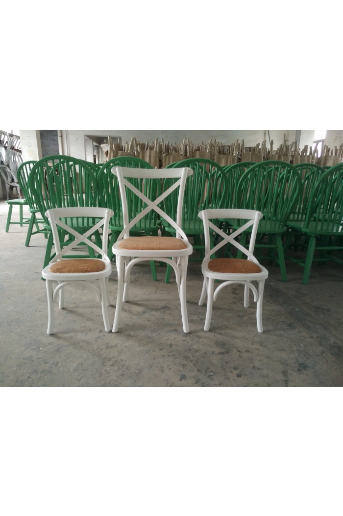 Solid Wood Rental Wedding Crossback X Wooden Chairs with Rattan Seat