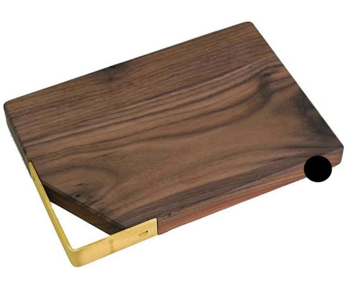 Full stave walnut cutting board  metal handle