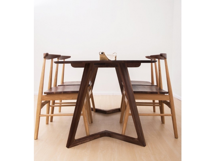 Solid UAS Black Walnut Wood Dining Table Chair Set Wooden Base
