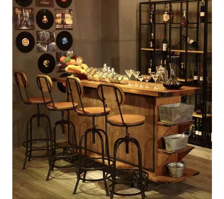 Metal wood bar chairs