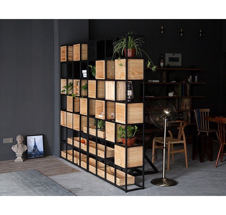 Iron wood office display shelving