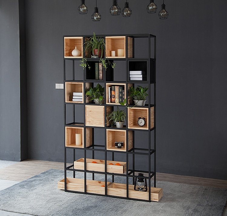 Iron wood office display shelving