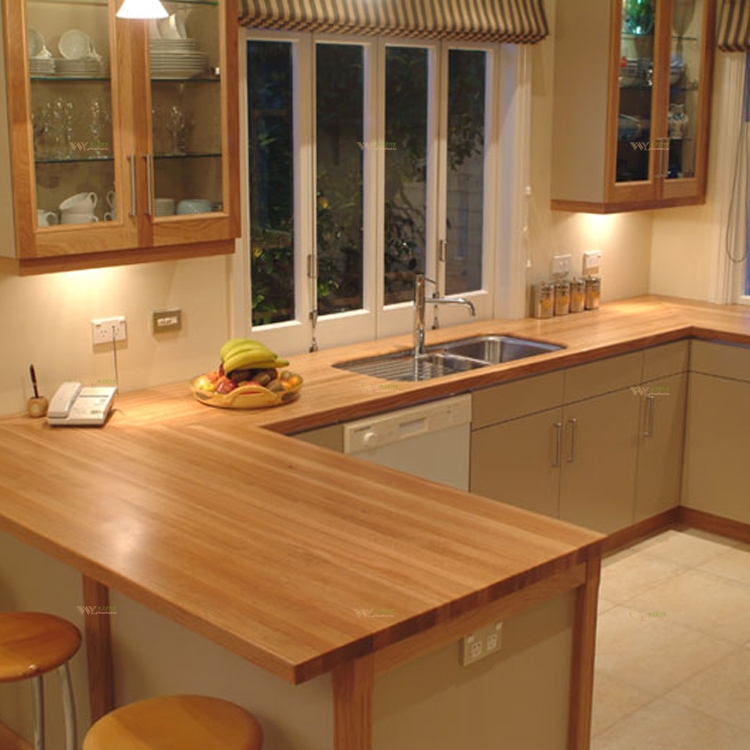 Oak wood face grain kitchen countertop