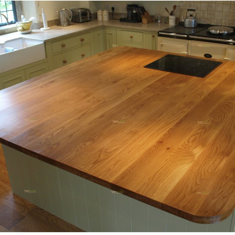 Oak wood face grain kitchen countertop