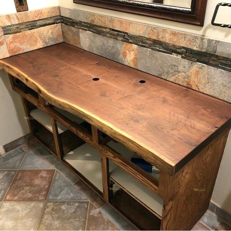 USA Walnut Live Edge Bathroom Vanity Countertop