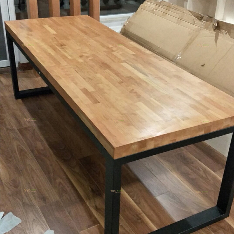 Table De Repas Rectangle Bois Cerisier Métal Pieds