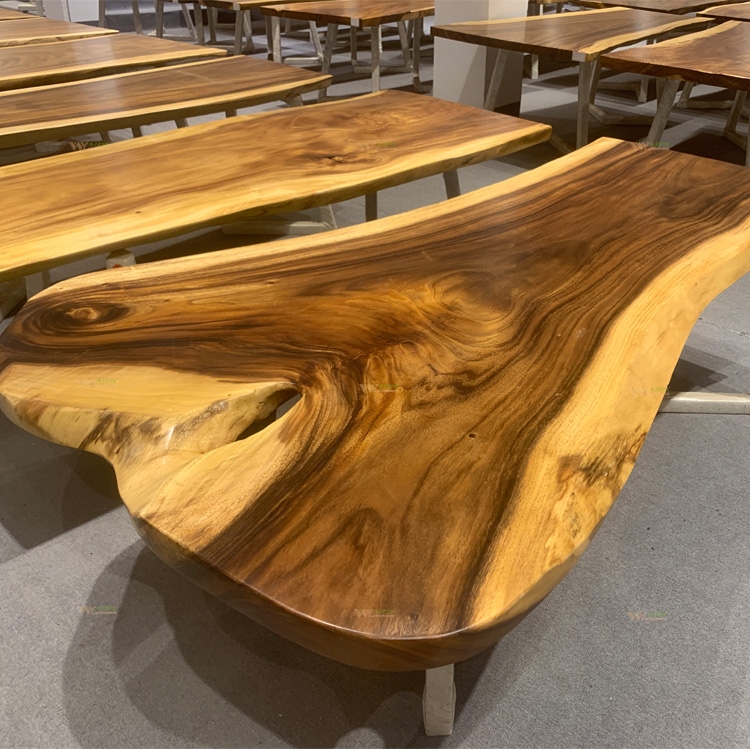 Suar Wood Live Edge Slab Walnut Wood Table