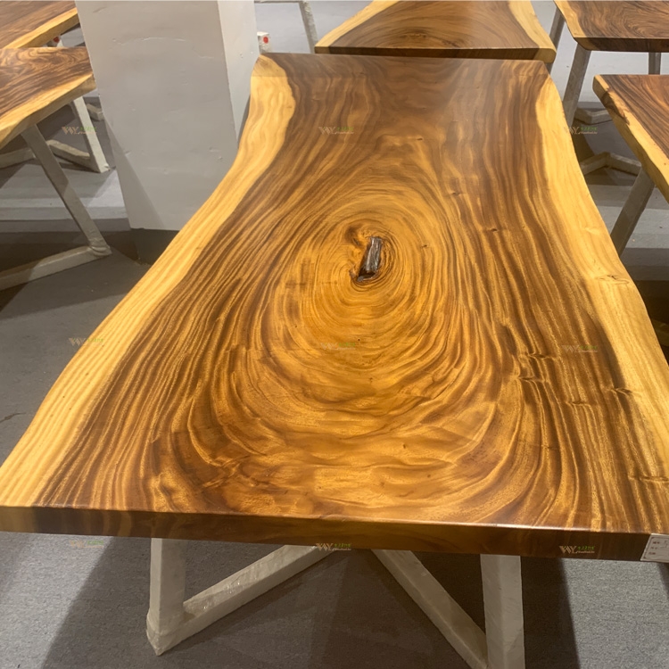 Suar Wood Live Edge Slab Walnut Wood Table