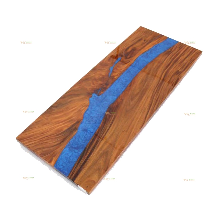 Modern Furniture Epoxy Resin Walnut Wood Waterfall Table