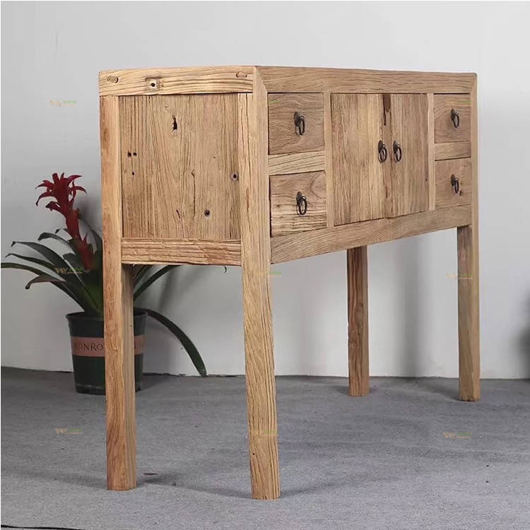 Vintage Furniture Reclaimed Elm Wood Cabinet