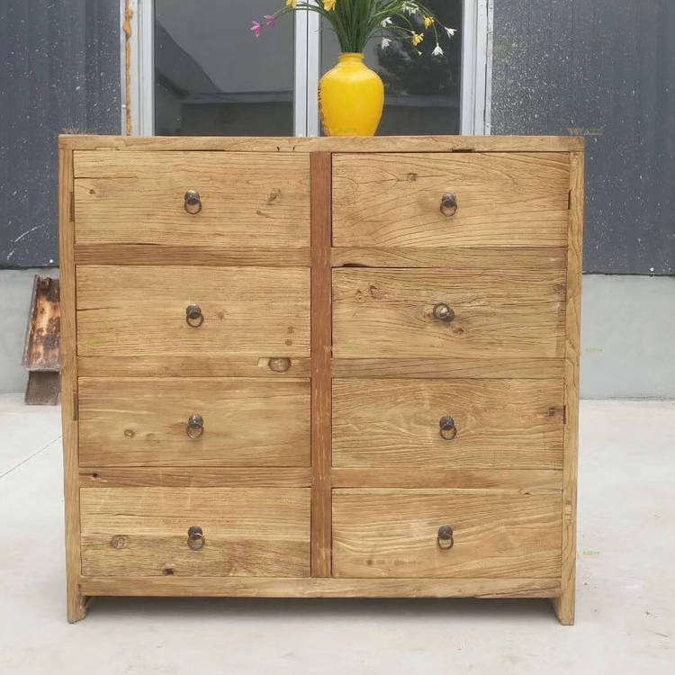 Vintage Furniture Reclaimed Elm Wood Cabinet