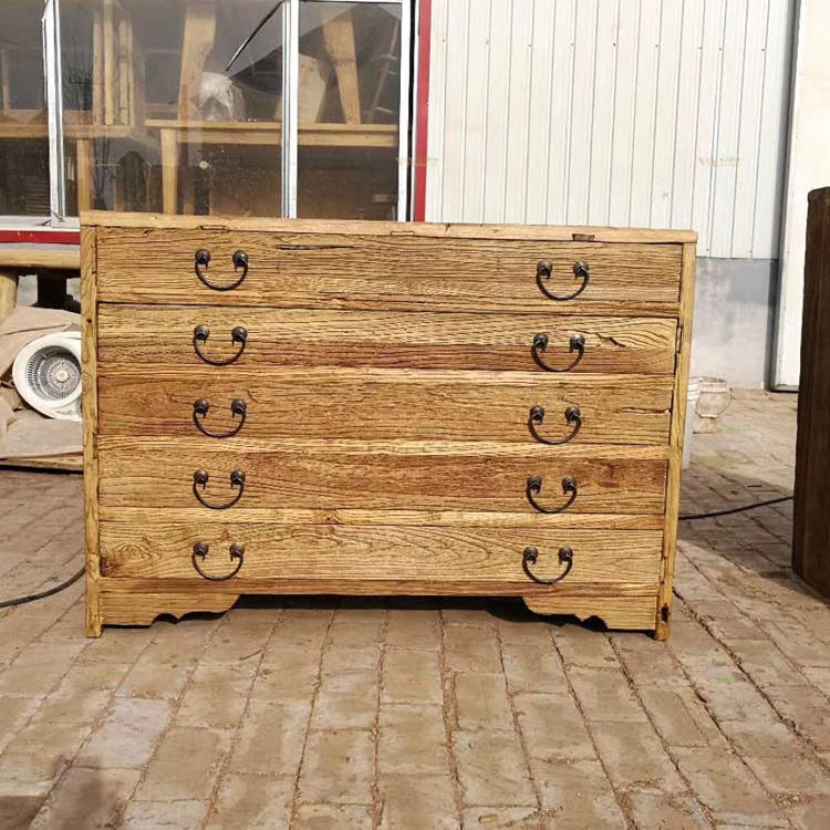 Vintage Furniture Reclaimed Elm Wood Cabinet