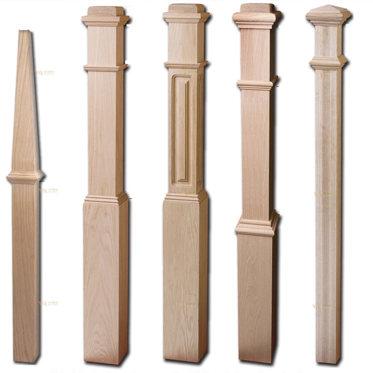 Indoor Use Solid Wood Staircase Balusters and Newel Posts