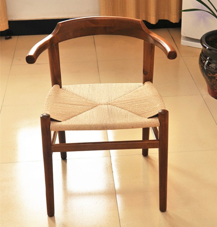 Solid beech wood kraft string chair walnut stained