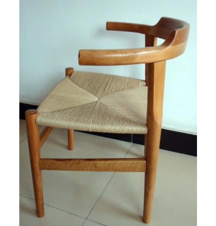 Solid beech wood kraft string chair walnut stained