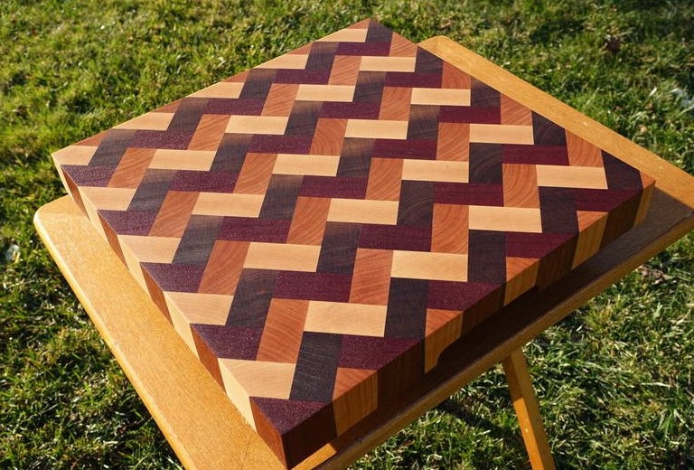 Solid wood 3D parquet cutting board