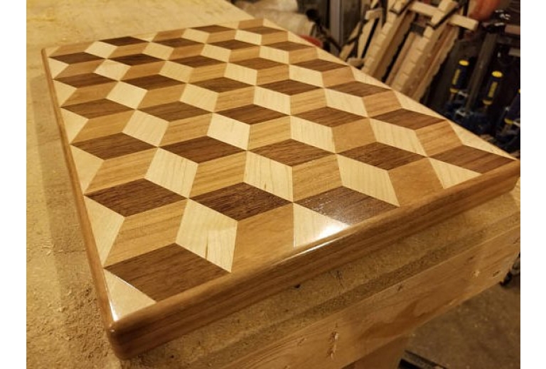 Solid wood 3D parquet cutting board