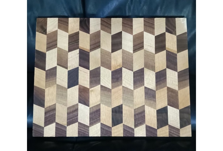 Solid wood 3D parquet cutting board