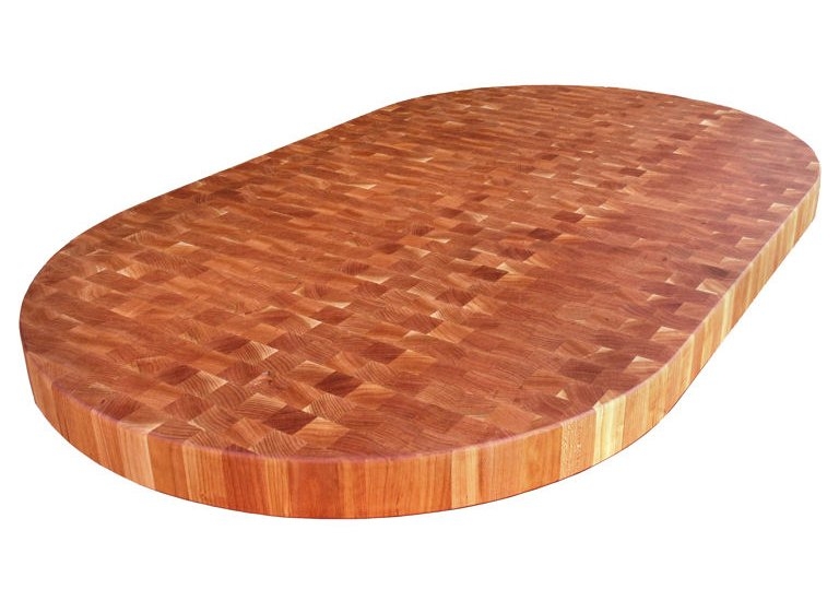 Cherry wood end grain butcher block chopping board kitchen island counter tops ellipse shape