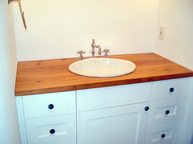 Long leaf pine wood vanity counter top