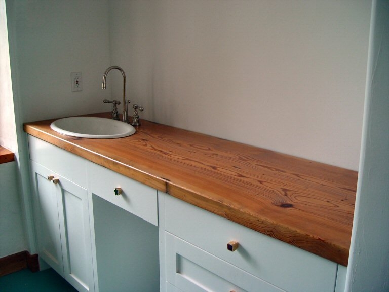 Long leaf pine wood vanity counter top