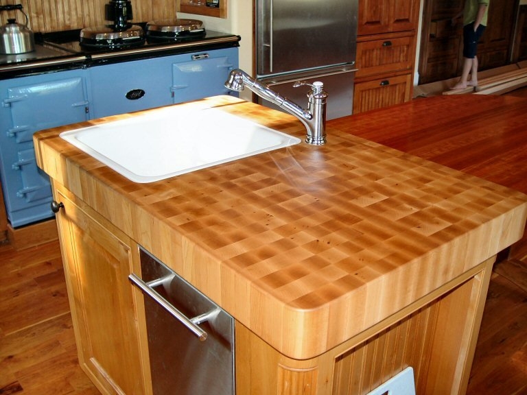 Solid wood maple end grain worktop custom