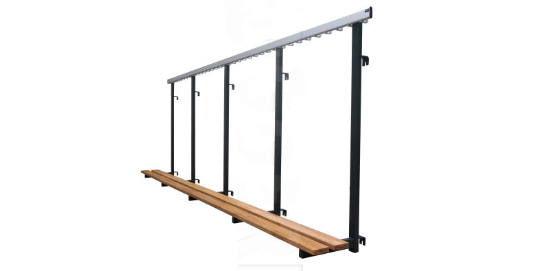 Combined bench and coat rack wardrobe system