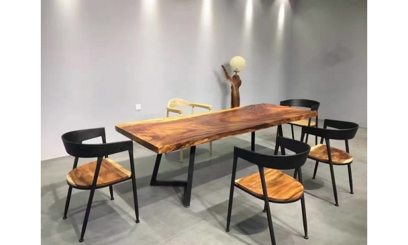 Live Edge Suar Wood Dining Table Rain Wood Slab Table Solid Wood South American Walnut Conference Table