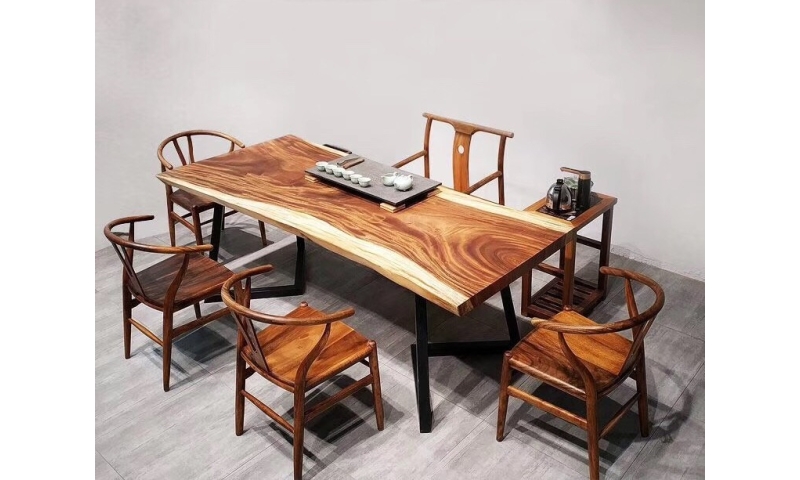 Live Edge Suar Wood Dining Table Rain Wood Slab Table Solid Wood South American Walnut Conference Table