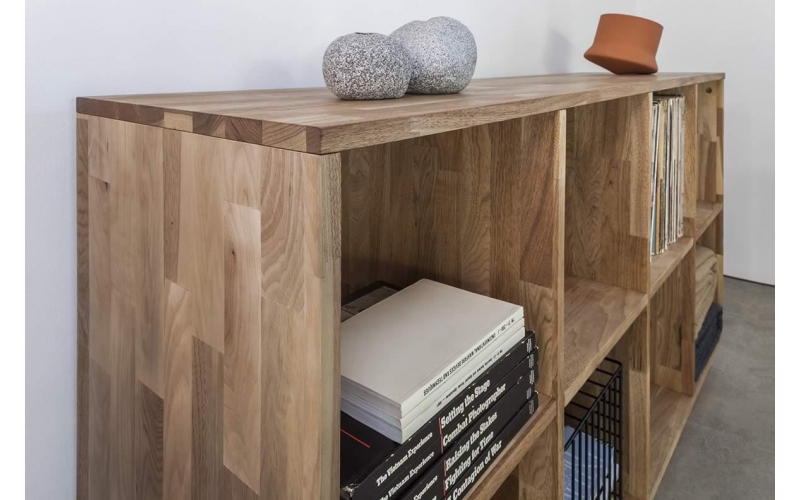Solid wood FJ oak wooden bookcase shelving for living room