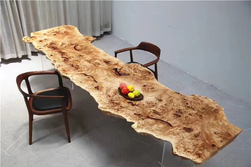 European poplar wood slab office table