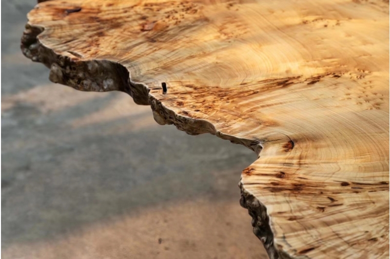 Wholesale Poplar Burl Slab Wood Table Live Edge Natural Solid Wood Dining Coffee Table Conference Desk