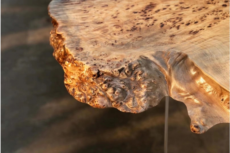 Wholesale Poplar Burl Slab Wood Table Live Edge Natural Solid Wood Dining Coffee Table Conference Desk