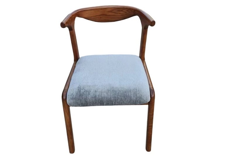 Luxury Handcrafted Solid Walnut Wood Dining Chair and High-End Flannel Upholstered Ballet Dining Chair for Restaurant Hotel Home