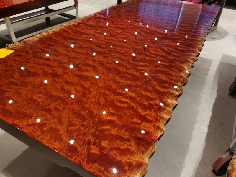 Premium Live Edge Burl Bubinga Wood Slab Exotic Figured Table Top Solid Wood Dining Coffee Table