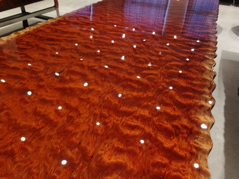 Premium Live Edge Burl Bubinga Wood Slab Exotic Figured Table Top Solid Wood Dining Coffee Table
