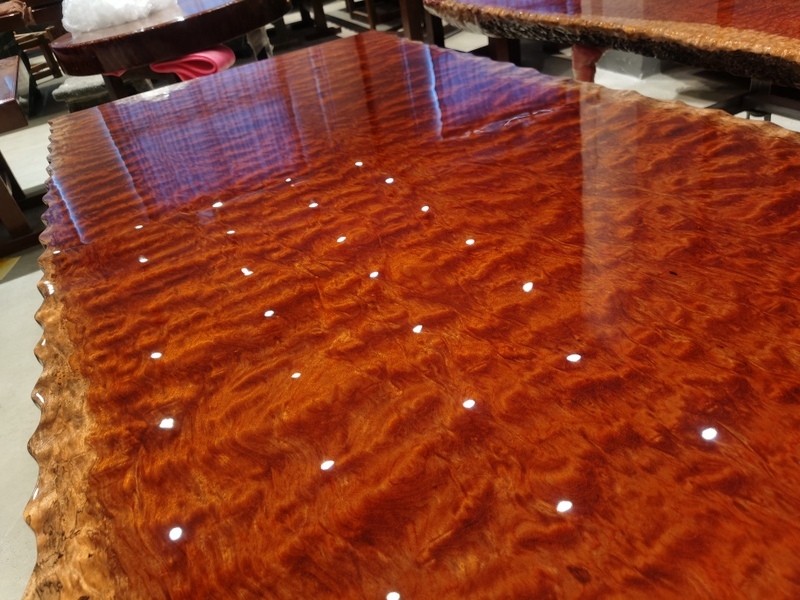 Premium Live Edge Burl Bubinga Wood Slab Exotic Figured Table Top Solid Wood Dining Coffee Table